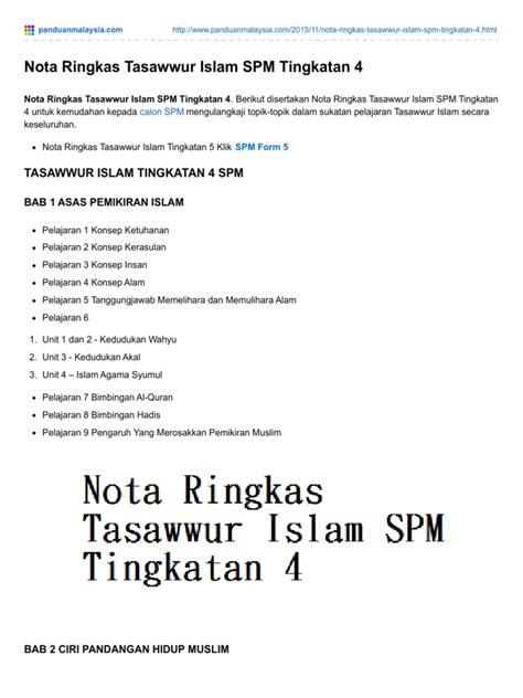 PDF Nota Ringkas Tasawwur Islam SPM Tingkatan 4 DOKUMEN TIPS