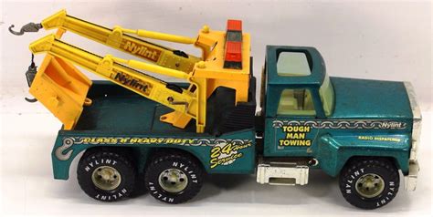 Nylint Metal Tow Truck Tough Man Towing Double Boom Rear Drop Shovel