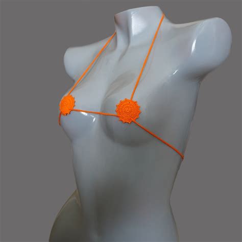 Crochet Extreme Micro Bikini Top Round Bikini Top Extreme Bikini Micro Open Etsy Uk