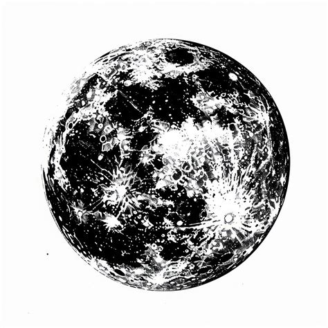 detailed black  white moon illustration  photo illustration