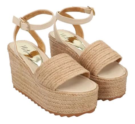 Sandalia Plataforma Para Mujer Con L Tigo Ajustable Nude Cuotas Sin Inter S