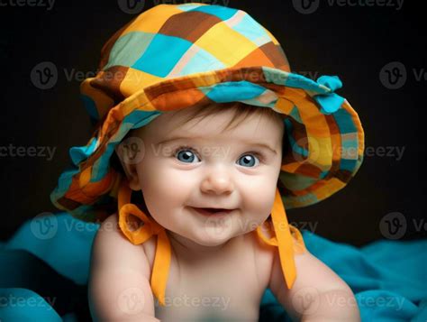 Adorable baby with vibrant clothing in a playful pose AI Generative ...