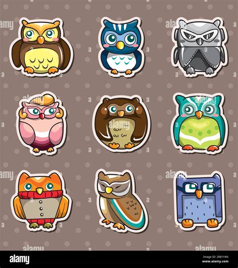 Cartoon Owl Stickers Stock Vector Image And Art Alamy