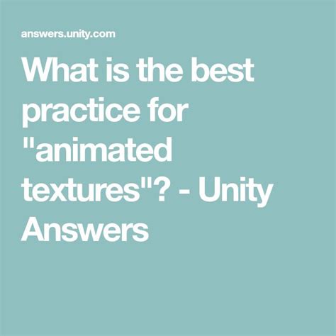 Best Practices for Animated Textures in Unity