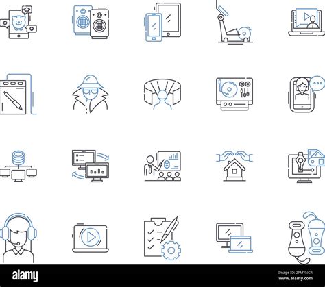 Electronic Industry Outline Icons Collection Electronics Industry