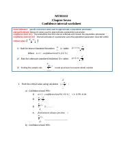 Chap Confidence Worksheet Solved Docx Mth Chapter Seven