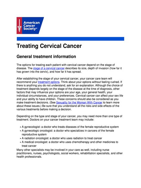 Fillable Online Treating Cervical Cancer Fax Email Print Pdffiller