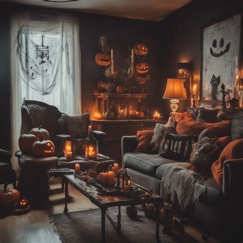 Premium AI Image | Haunted halloween in living room horror view