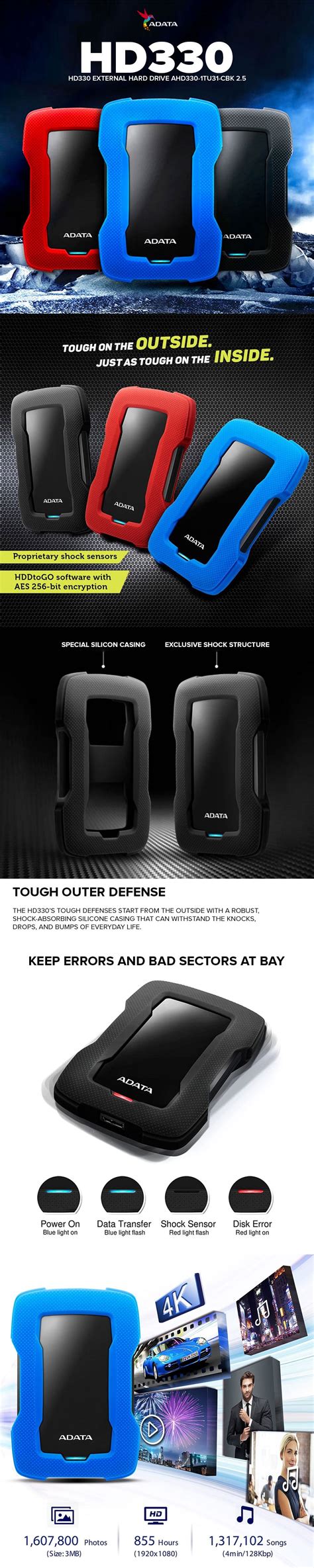 Adata HD330 External Hard Drive AHD330-1TU31-CBL 2.5 – EasyPC