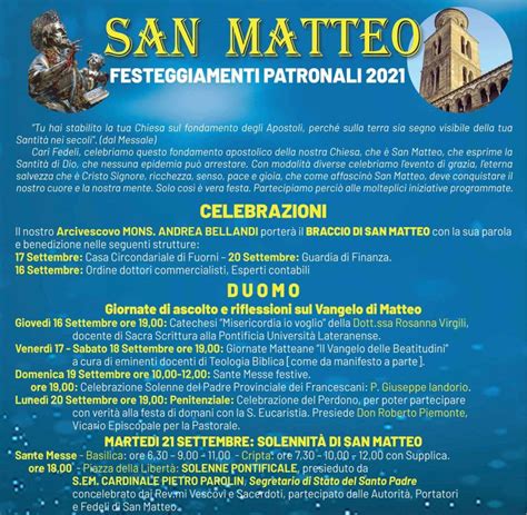 Salerno Programma Completo Dei Festeggiamenti Per San Matteo 2021