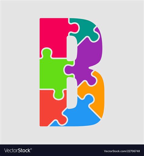 Puzzle jigsaw letter - b pieces Royalty Free Vector Image