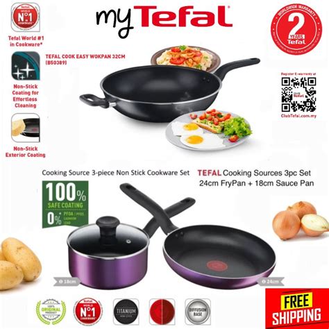 Tefal 3 Piece Non Stick Cookware Set B504s2 Saucepan Lid Frypan Pot Pan