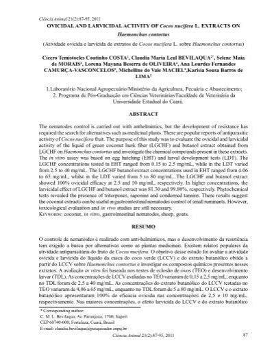 Ovicidal And Larvicidal Activity Of Cocos Nucifera L Uece