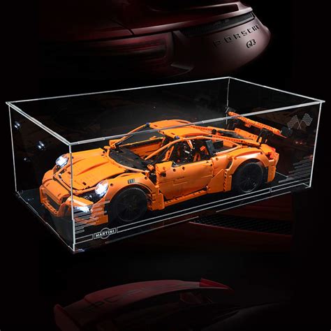 Poxl Acrylic Display Case Box For Technic Porsche Gt Rs Building