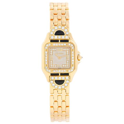 Cartier Panther Ladies 18 Karat Yellow Gold Diamond Watch At 1stdibs