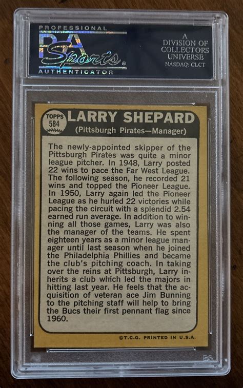 1968 Topps Larry Shepard 584 PSA 10 EBay