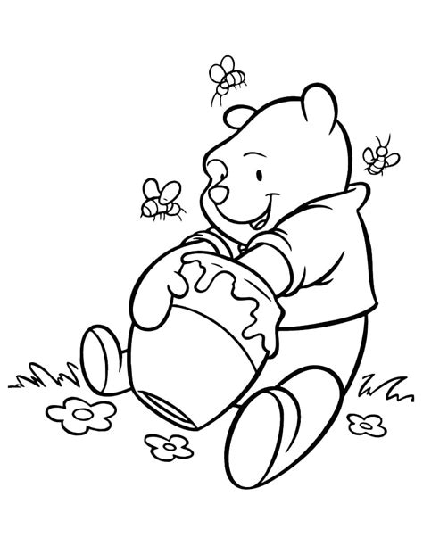 Coloriage Winnie L Ourson Mange Du Miel T L Charger Et Imprimer