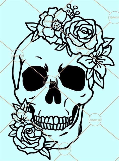 Floral Sugar Skull Svg Flower Skull Svg Skull Svg Candy Etsy India