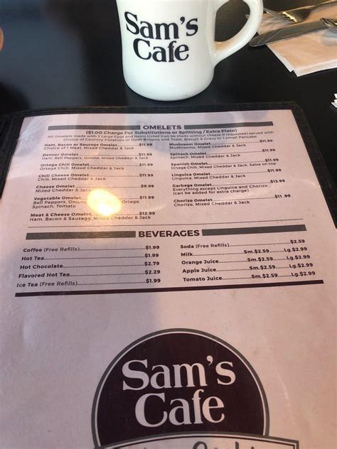 Menu At Sams Cafe Ceres