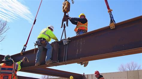 Premium Photo | Builders install beams for construction Skilled labor ...