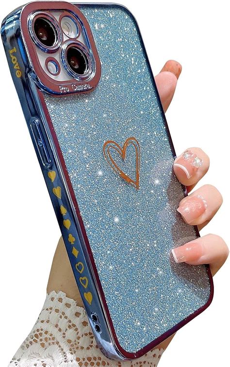 Compatible With Iphone Glitter Plating Love Heart Case Cute Luxury