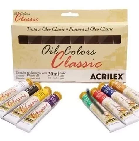 Tinta Oil Colors Classic Acrilex Conjunto 8 Cores 20ml Frete grátis