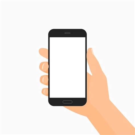 Hand Holding Smartphone With Blank Screen Flat Illustration Isolated On White Background