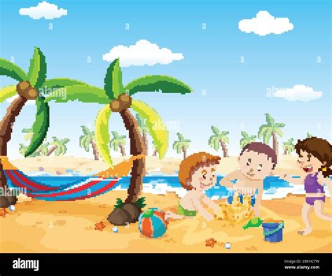 Boys Playing On The Beach Stock Vector Images Alamy