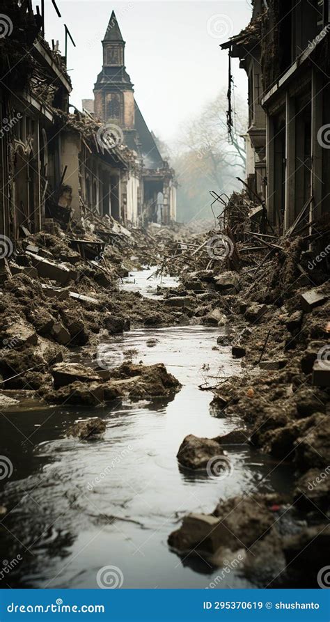 A Flooded City Street or the Aftermath of the Flood Stock Illustration ...