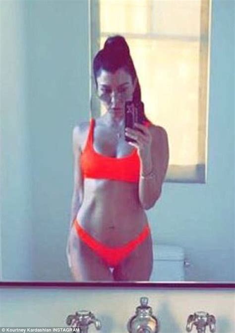 Kourtney Kardashian Sizzles In Neon Bikini Daily Mail Online