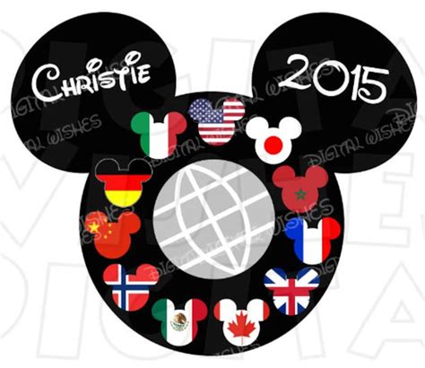 Epcot World Showcase Countries Flags Mickey Mouse Head Ears 2 - Etsy