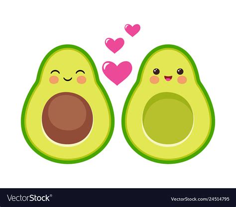 Cute Avocado Couple Royalty Free Vector Image Vectorstock