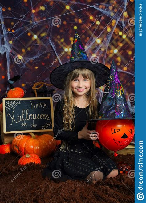 Little Girl Having Fun on Halloween Trick or Treat Stock Photo - Image ...