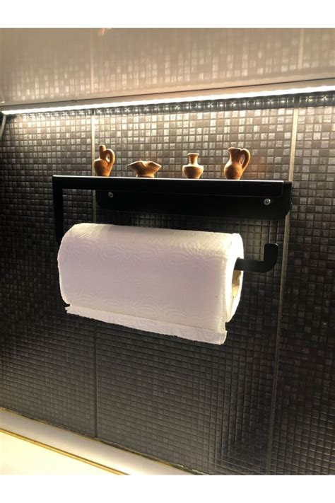 Rulo Kağıt Havluluk Peçetelik Banyo Düzenleyici Siyah Kagıt