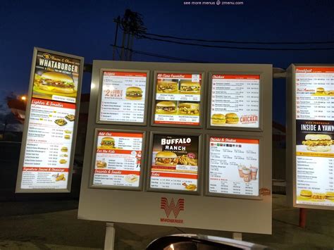 Menu at Whataburger fast food, Corpus Christi, 5114 Weber Rd