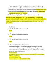 Quiz 6 P2 Docx BUS 302 Week 6 Quiz Part 2 Confidence Intervals