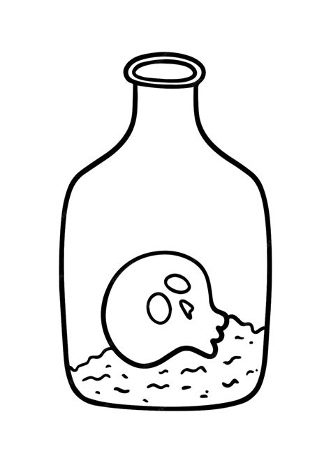 Premium Vector Glass Jar With Sand And Skull Inside Halloween Human Head Remains Doodle Linear