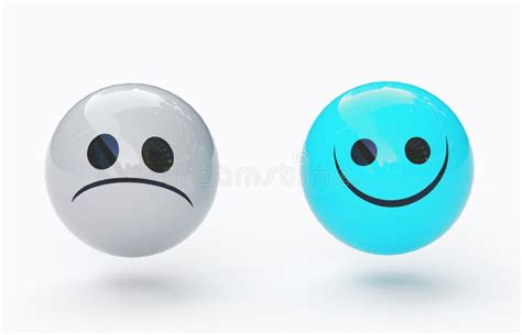 Sad And Happy Face Happiness Concept 3d Rendering Illustration Stock