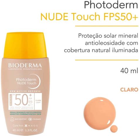 Protetor Solar Facial Bioderma Photoderm Nude Touch Claro FPS50 40ml