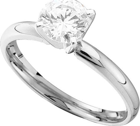 14kt White Gold Womens Round Diamond Solitaire Bridal Wedding