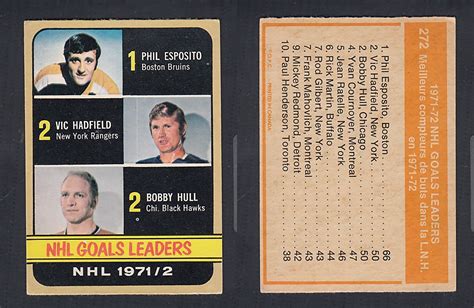 CS59661250 1972 73 O PEE CHEE HOCKEY CARD 272 NHL GOALS LEADERS