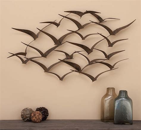 Deco Brown Flying Birds Modern Metal Wall Art D Cor X