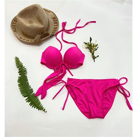 Bikini Đồ Bơi Đi Biển Hai Mảnh Áo Gọng Nơ Quần Tam Gíac ODERI HM