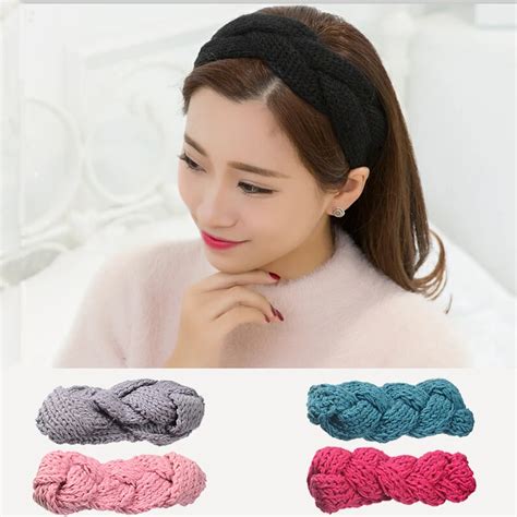 M Mism High Elasticity Twist Knitted Head Wrap Winter Warmer Hair Band