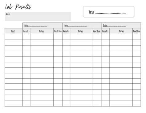 Lab Results Chart A4 | Blood Test Results Chart | Printed | Medical Ch ...