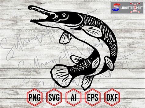 Alligator Gar Fish Silhouette Gar Fish Svg Vector Cricut Etsy Canada