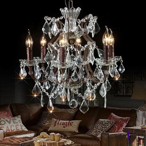 Vintage Lodge Style Six Lights Crystal Chandelier Crystal Chandelier