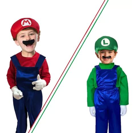 Cosplay Mario Bross Niño Luigi Superheroe Disfraz Juegos