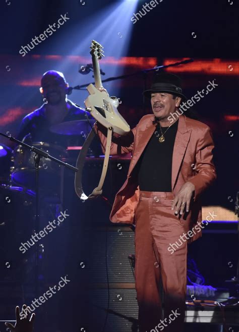 Latin Artists Carlos Santana Juanes Perform Editorial Stock Photo