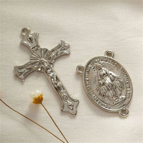 Entremeio Para Terço Crucifixos Para Terço Prata Nossa Senhora das